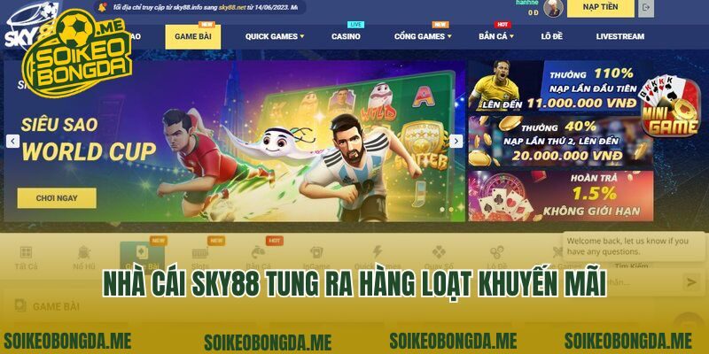 Nhà cái Sky88 tung ra hàng loạt khuyến mãi